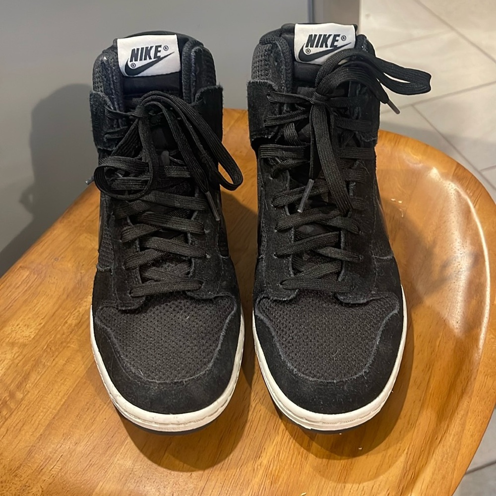 Nike Dunk Sky Hi Sneakers, Size 7.5, Black Suede